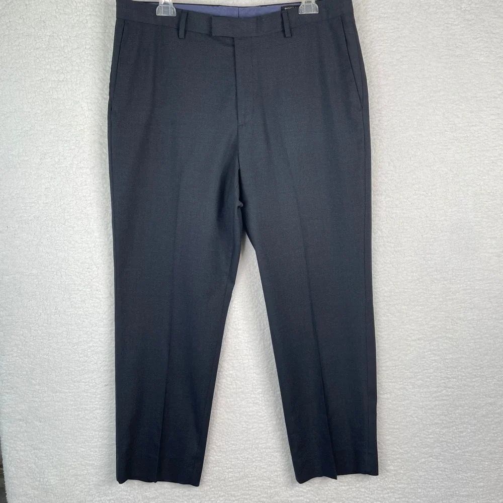Banana Republic Mens 35x30 Dark Gray Glen Plaid Standard‎ Fit Dress Pants Slacks